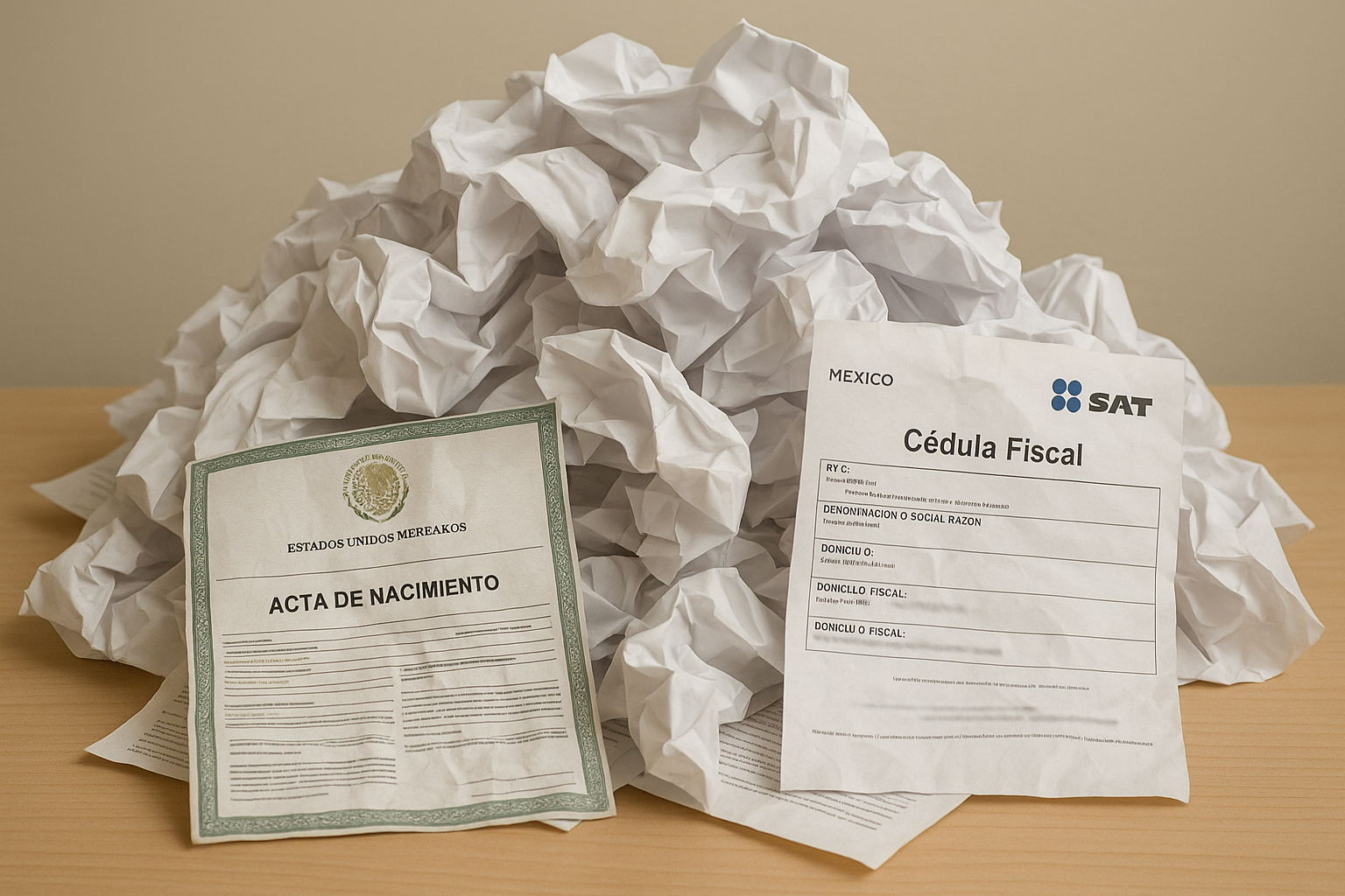 Crumpled documents representing disorganized manual processes